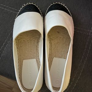 Ivory and Black Tory Burch Espadrilles